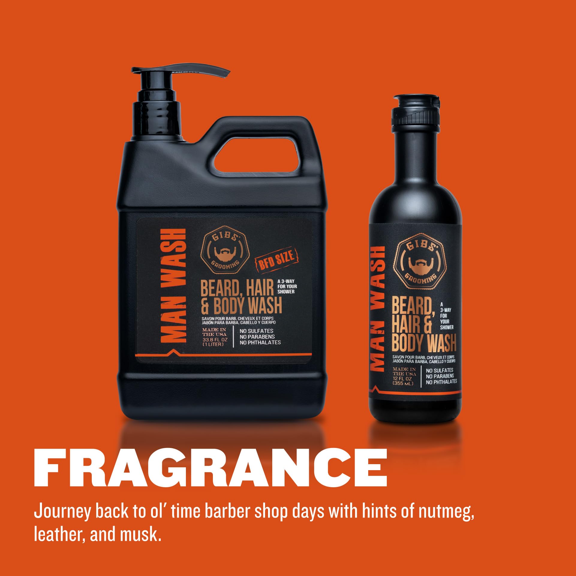 Gibs Man Wash BHB Beard Hair & Body Wash - 33.8oz LITER