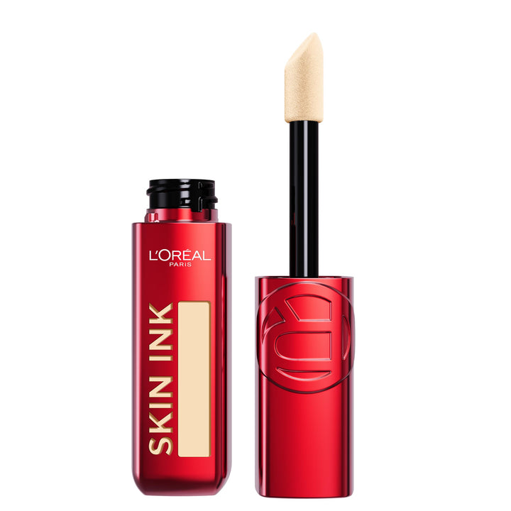 L'Oreal Paris Infallible Skin Ink 2-in-1 Foundation Concealer Hybrid Face Makeup, up to 48HR Transfer-Resistant with Buildable Light to Full Coverage, 100 Light Warm