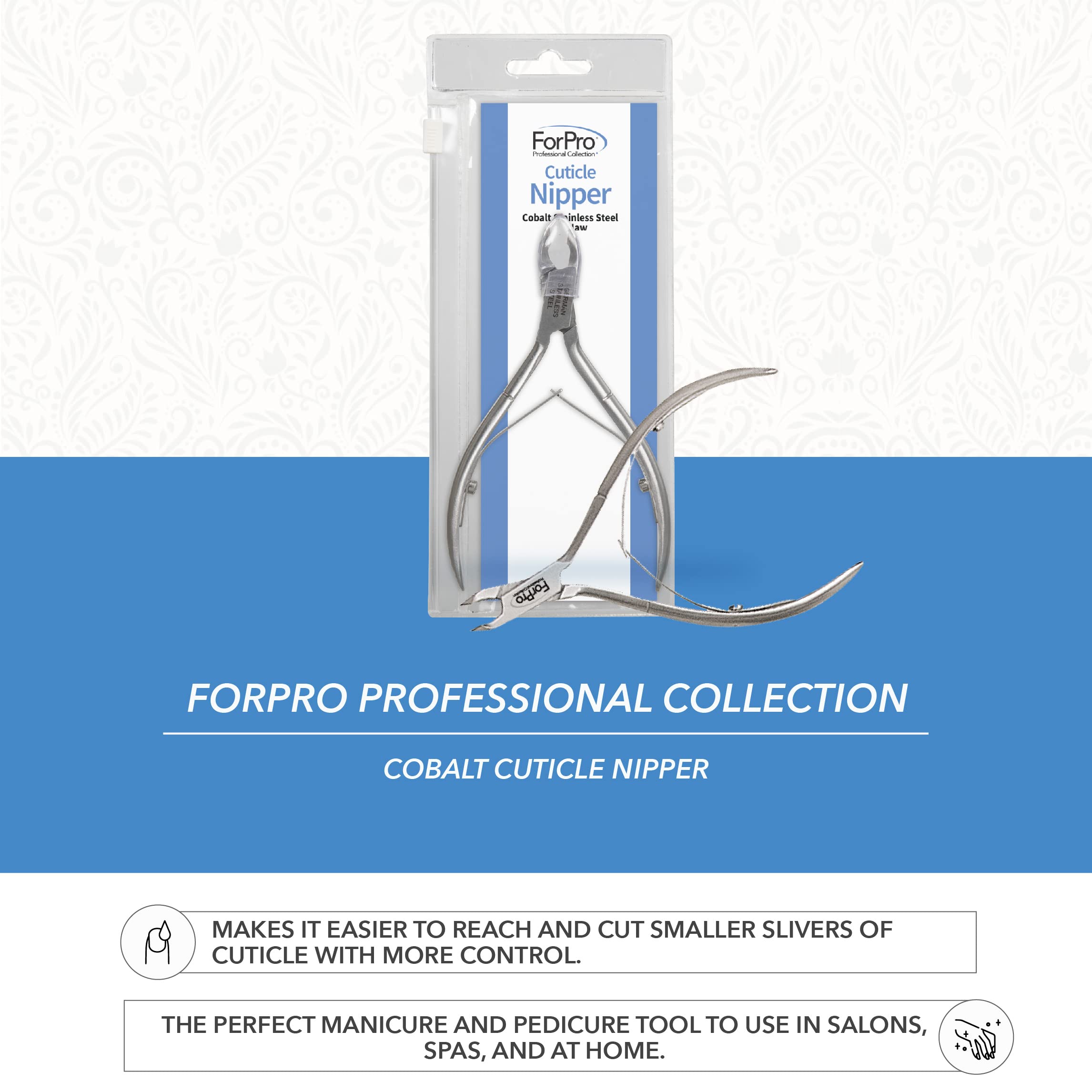 ForPro Professional Collection Cobalt Cuticle Nipper, Stainless Steel Cuticle Nipper for Trimming Cuticles and Hangnails, ¼ Jaw