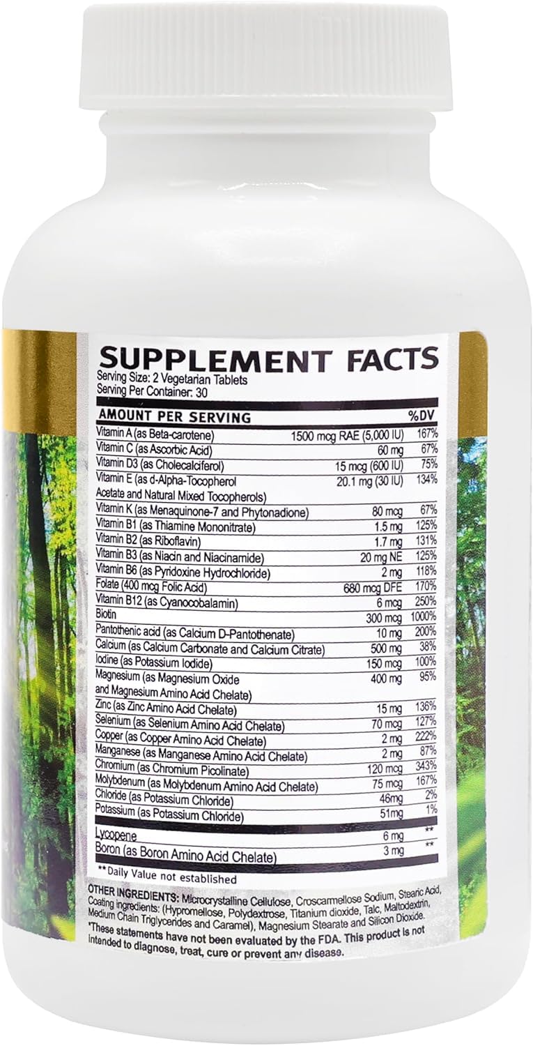 VitalRemedyMD Multivitamin for Women & Men - Daily2Tab Multimineral Tablet with Antioxidants, Vitamin C, Vitamin D, Vitamin B12, Lycopene, Selenium and Much More for Health Support (60 Count)