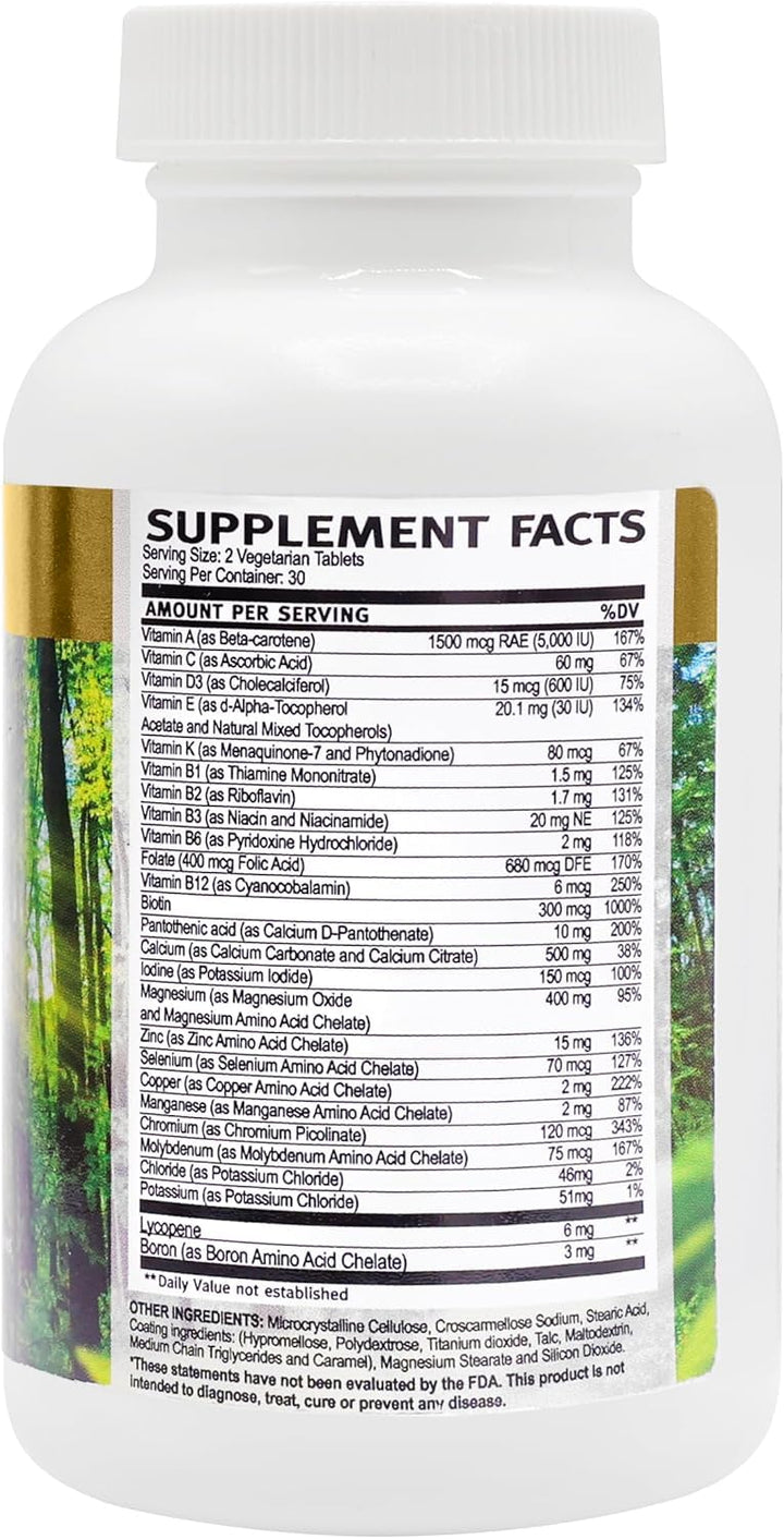VitalRemedyMD Multivitamin for Women & Men - Daily2Tab Multimineral Tablet with Antioxidants, Vitamin C, Vitamin D, Vitamin B12, Lycopene, Selenium and Much More for Health Support (60 Count)