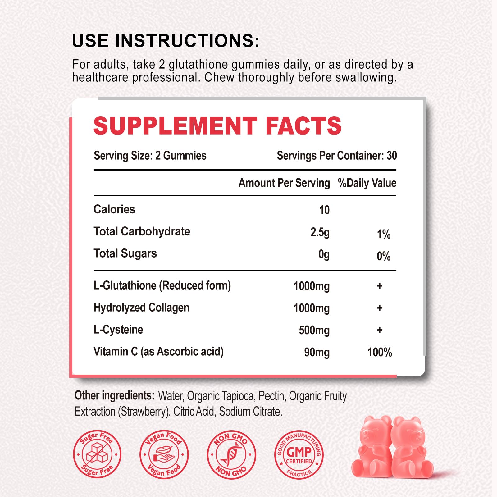 Zetelixia 2 Pack Glutathione Collagen Gummies, Collagen Gummies with Vitamin C, Glutathione Supplement for Women, Hair Skin Nails Muscle & Joint, Anti-Aging, Vegan, Strawberry Flavor, 120 Count