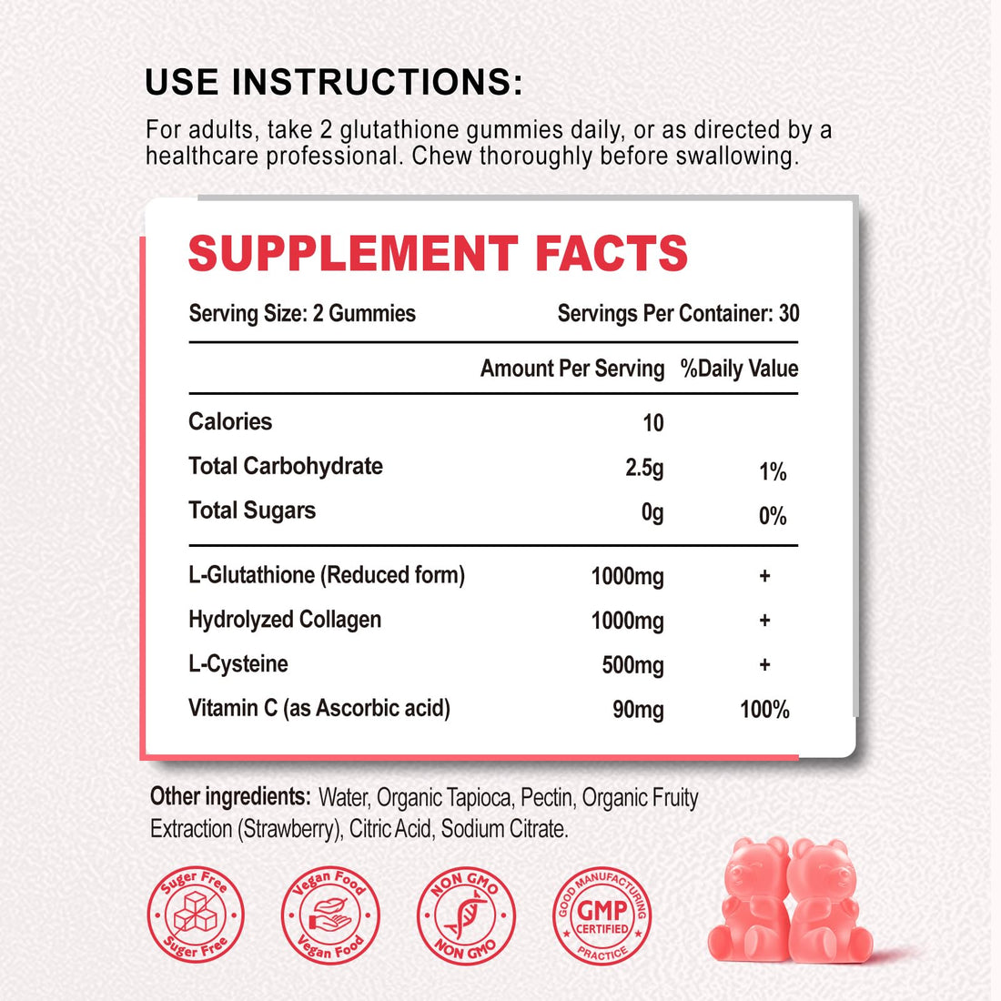 Zetelixia 2 Pack Glutathione Collagen Gummies, Collagen Gummies with Vitamin C, Glutathione Supplement for Women, Hair Skin Nails Muscle & Joint, Anti-Aging, Vegan, Strawberry Flavor, 120 Count