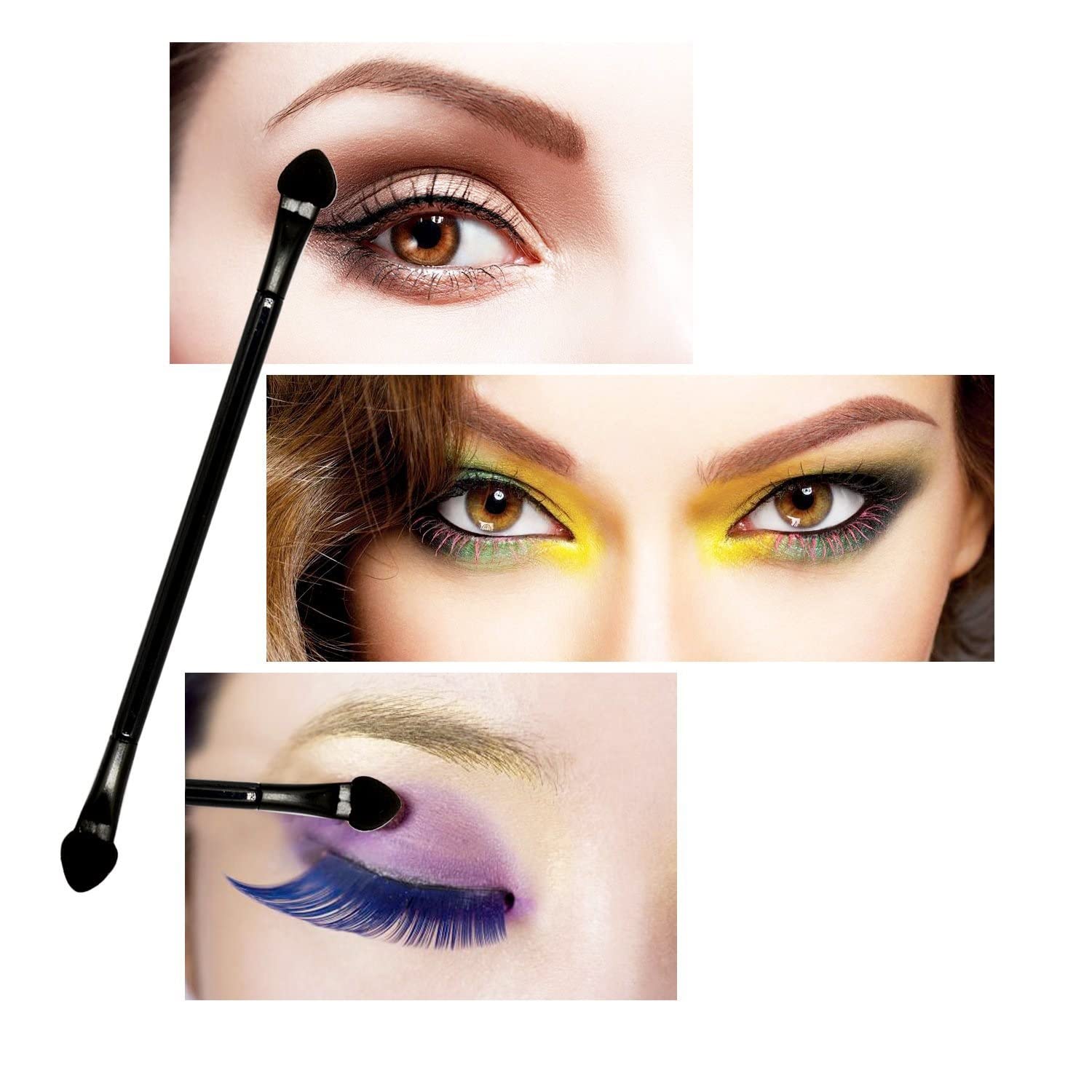 TygoMall Professional Double Head Eyeshadow Brushes Cosmetic Tool 50 Pcs Disposable Dual Sides Eyeshadow Sponge Brushes Makeup Applicator, (Size: 2.44 inch, Color: Black)