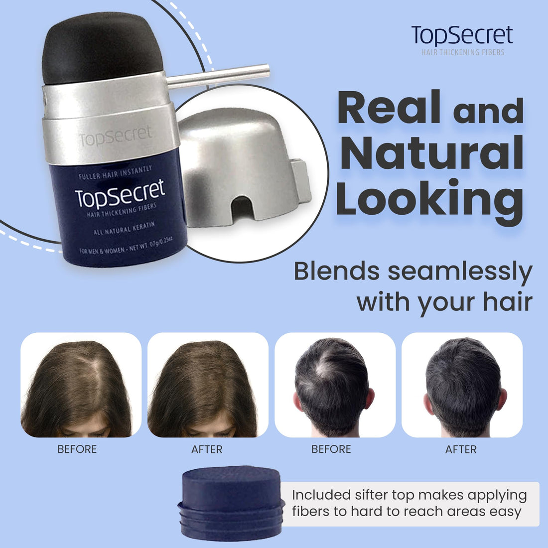 Top Secret Hair Thickening Fibers - New Compact Design! Drk Brown (Economy Size)