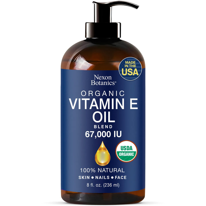 Organic Vitamin E Oil Blend 67,000 IU - 8 fl oz - Made from Pure, Natural Oils for Skin, Scars & Face - Aceite de Vitamina E - Nexon Botanics
