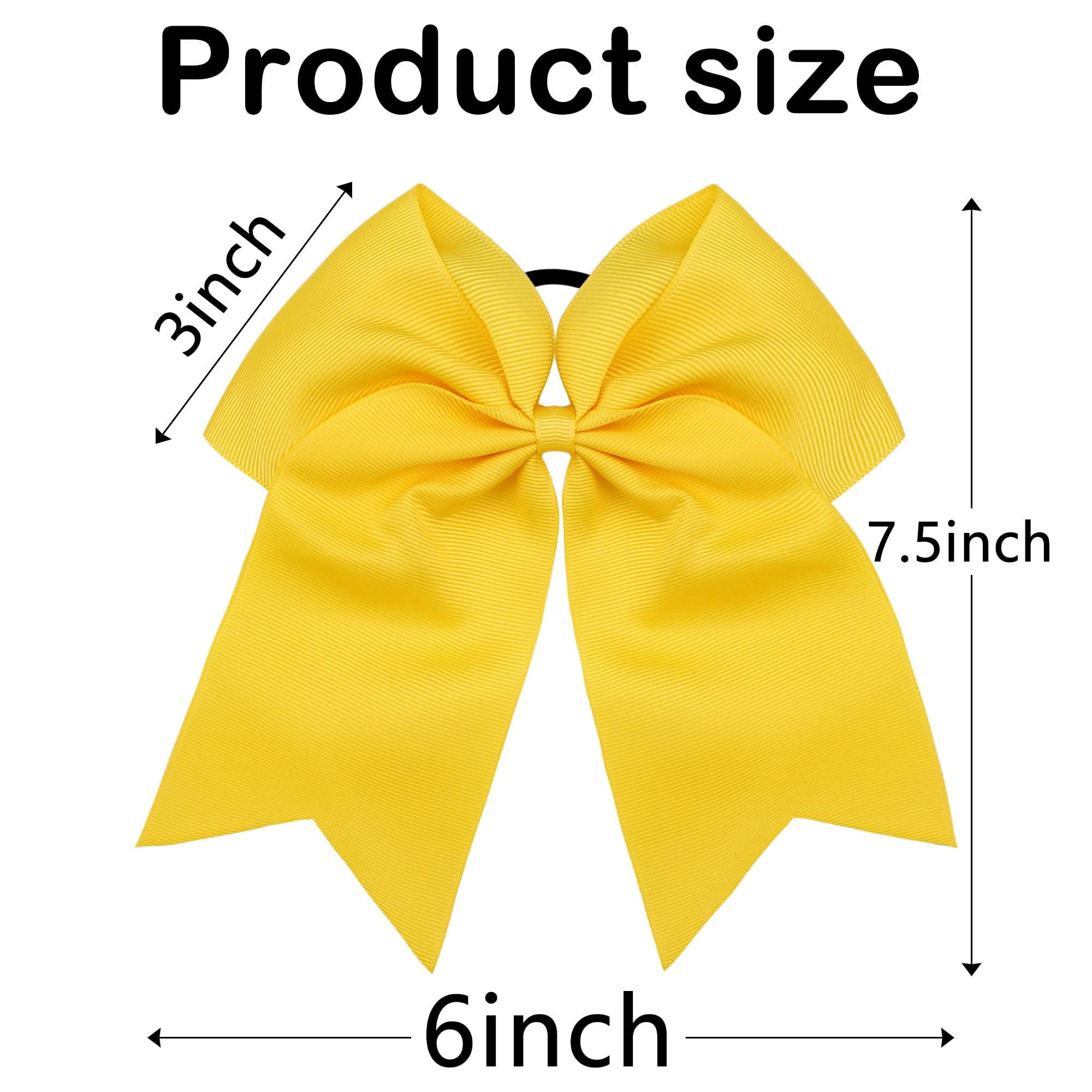20Pcs 7 Large Cheer Bows for Girls Ponytail Holder Satin Cheerleading Bows Elastic Hair Tie for School Colleage Teens Senior Cheerleader