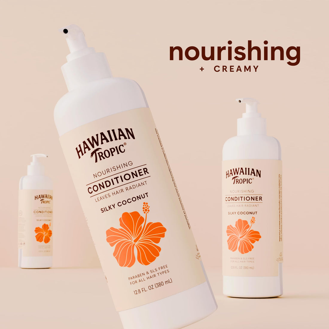 Hawaiian Tropic Nourishing Conditioner 5 Pack, 380ml Bottle, Silky Coconut Scent, Sulfate Free, Paraben Free, Hotel Bathroom Amenities, Bulk Size, Air Bnb, Guest Bathroom Essentials, Airbnb