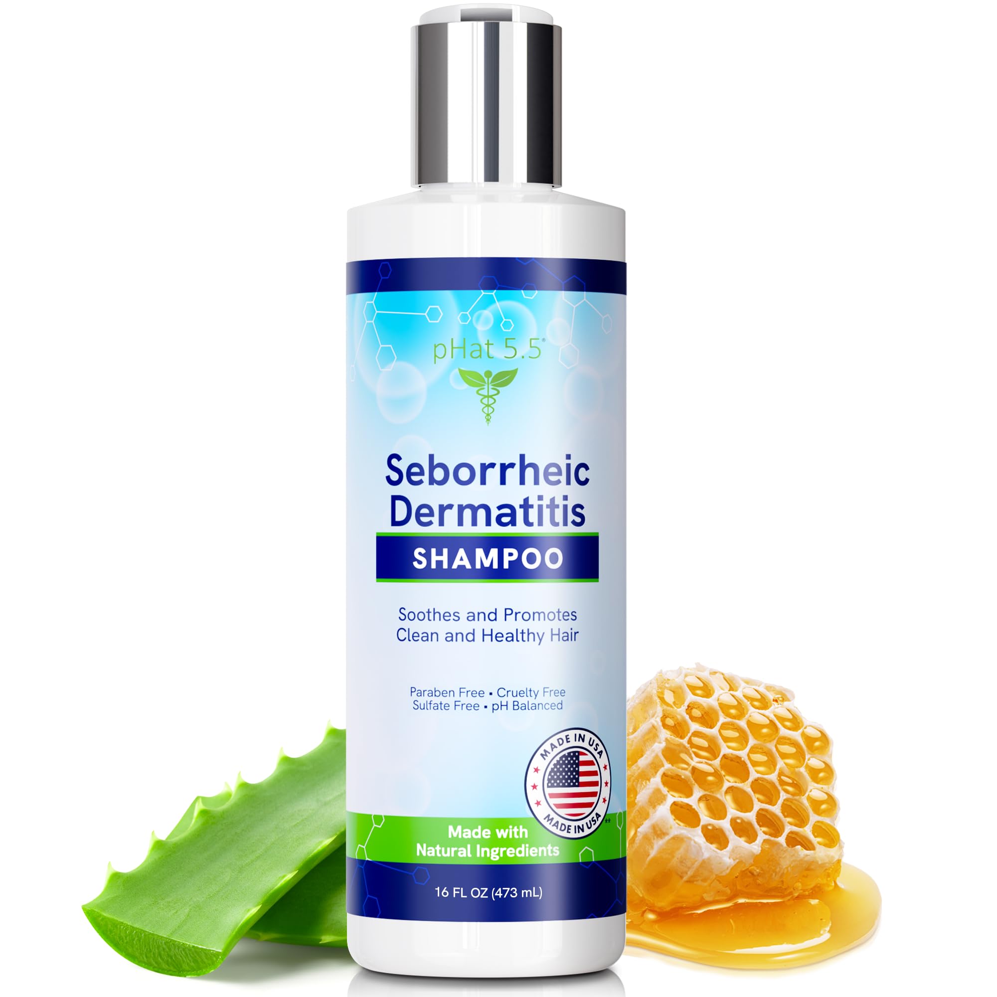 pHat 5.5 Sulfate-Free and Fragrance Free Shampoo, Safe for Seborrheic Dermatitis, To Soothe Dry and Itchy Scalp - Anti-Dandruff Shampoo for Dry Scalp (16oz)