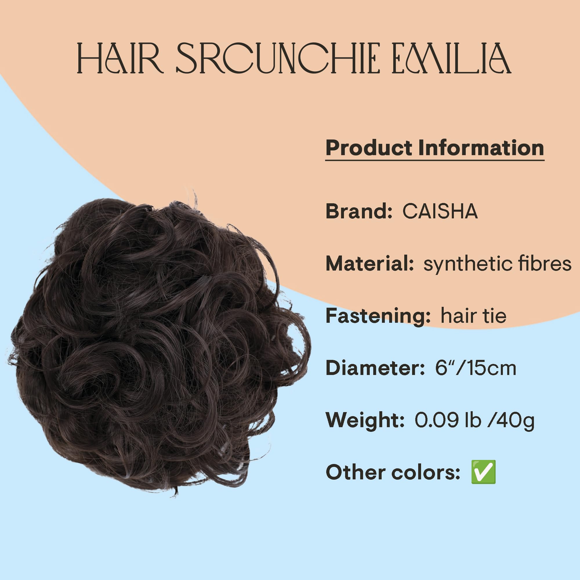Brown G4E_8 : PRETTYSHOP Hairpiece Hair Rubber Scrunchie Scrunchy Updos VOLUMINOUS Curly Messy Bun Brown G4E_8