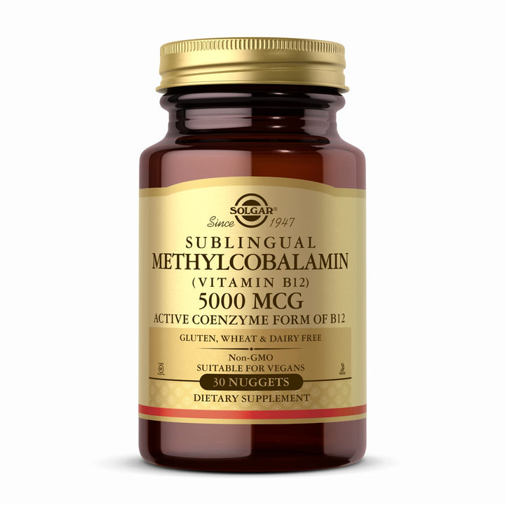 Solgar Methylcobalamin (Vitamin B12) 5000 mcg, 30 Nuggets - Cherry Flavor - Supports Energy Metabolism - Body-Ready, Active Form - Non-GMO, Vegan, Gluten Free - 30 Servings