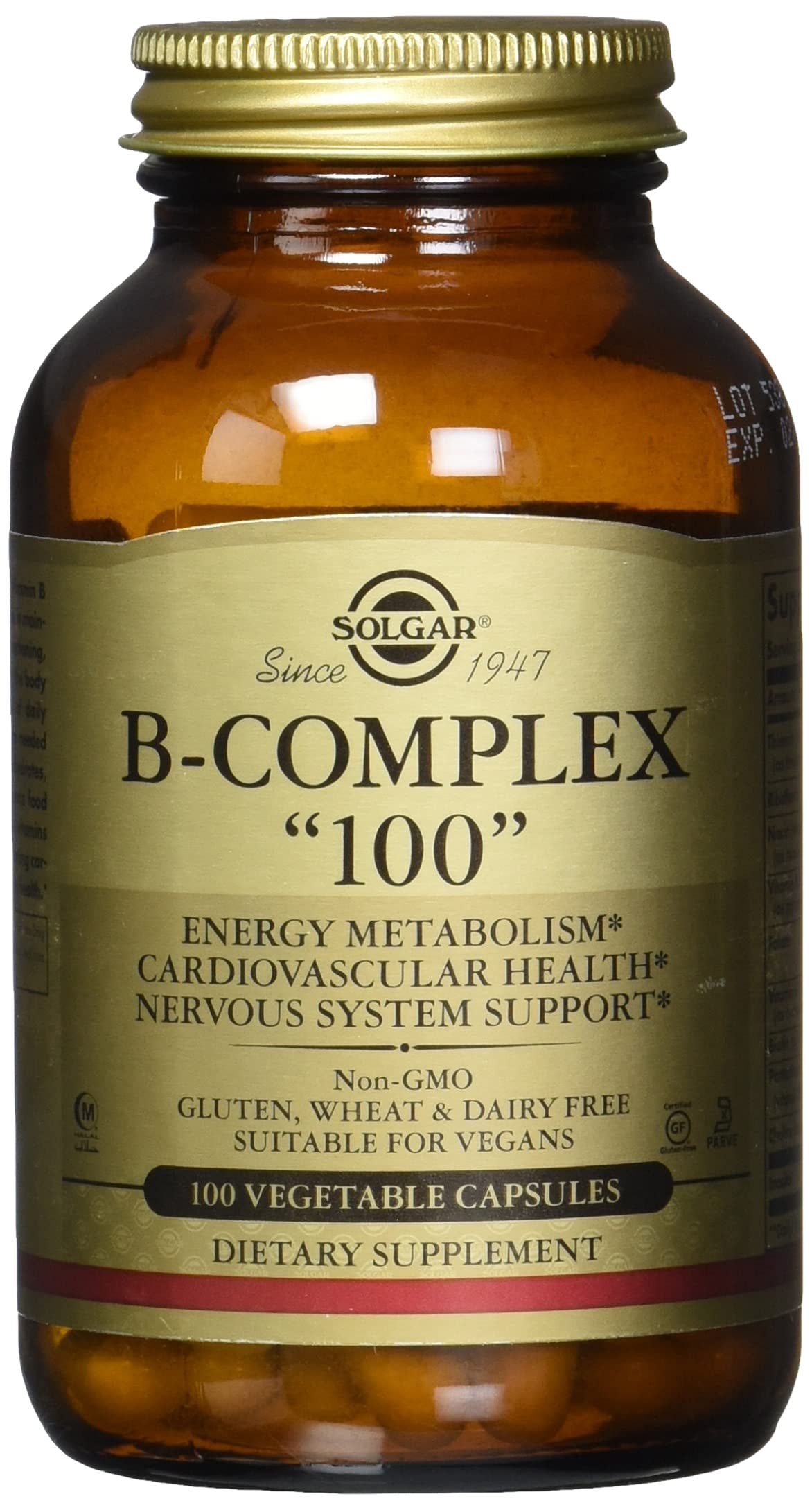 Solgar B-complex 100, 100 Vegetable Capsules - Heart Health, 100 Count (Pack of 12)