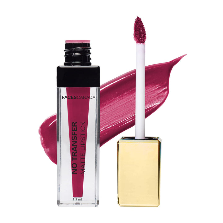 Faces Canada No Transfer Matte Liquid Lip Color, Mask Proof, Transfer Proof, Lasts all day, Enriched with Chamomile Oil, Highly pigmented, One Stroke Color, Pink Lip Color, Tea,Spiller 3.5 ml