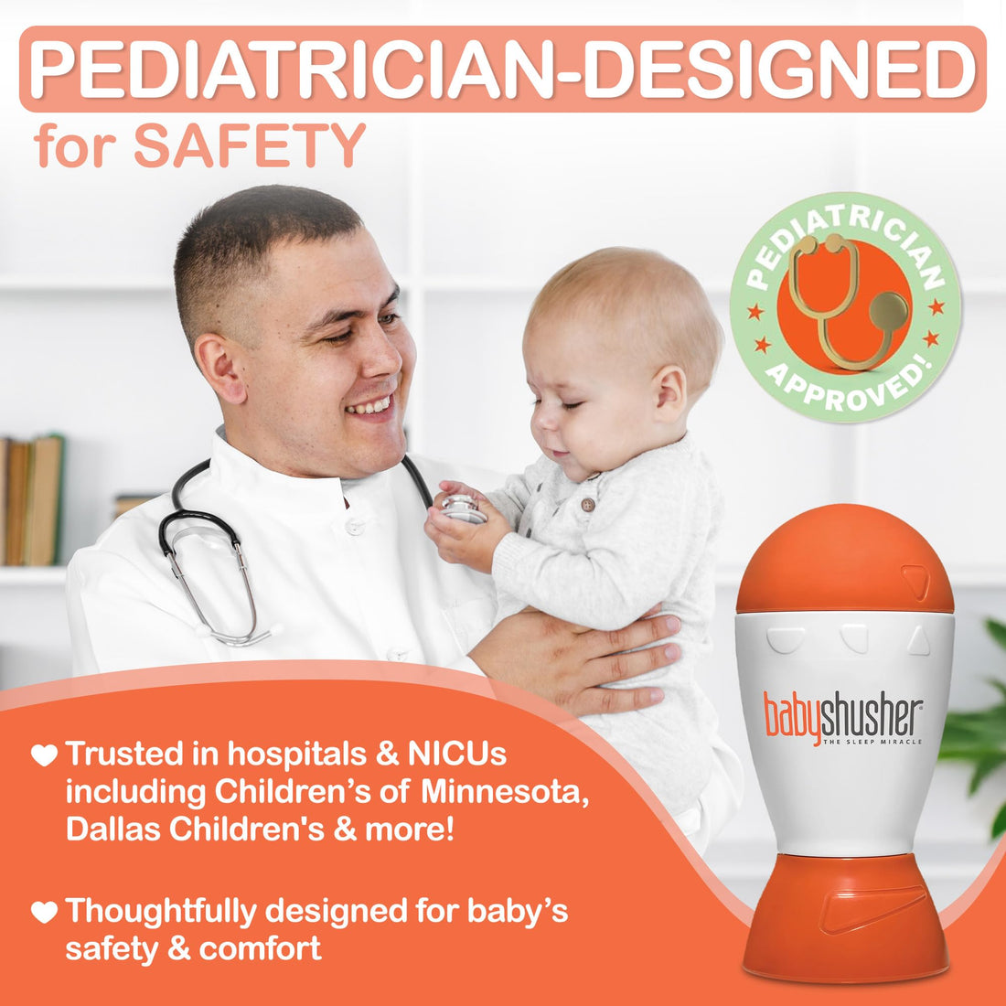 Baby Shusher Portable Sound Machine - White Noise Sound Machine, Baby Soother for Sleeping, Newborn Essentials for Crib, Battery Operated Hush, Travel Friendly - 1 Count