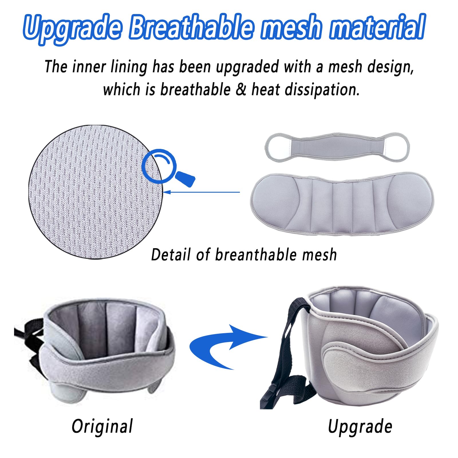 Car Head Support Toddle Car Neck Relief Baby Child Car Seat Adjustable Head and Neck Support Band - A Comfortable Sleep Solution, Gray