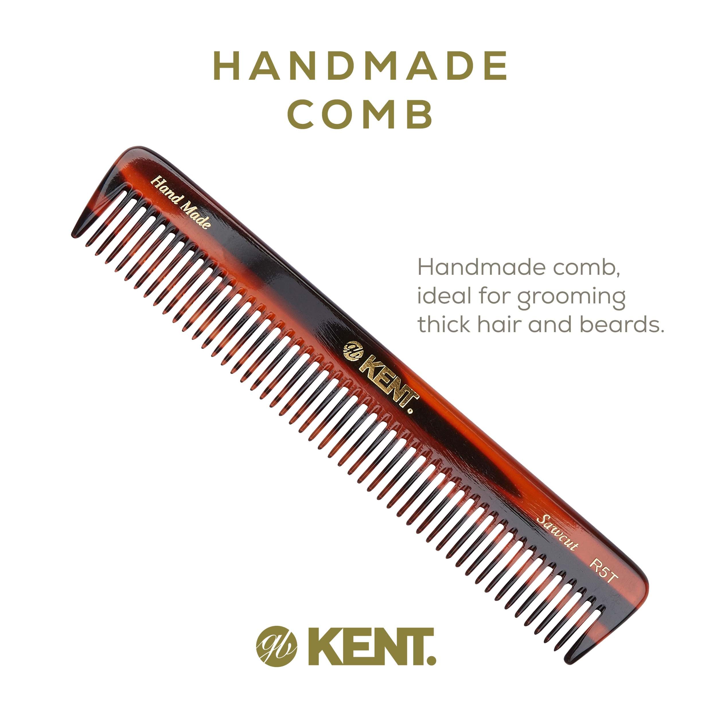 Kent R5T 6 1/2 175mm Handmade Saw-Cut Coarse Toothed Grooming and Detangling Dressing Hair Comb (6 PACK)