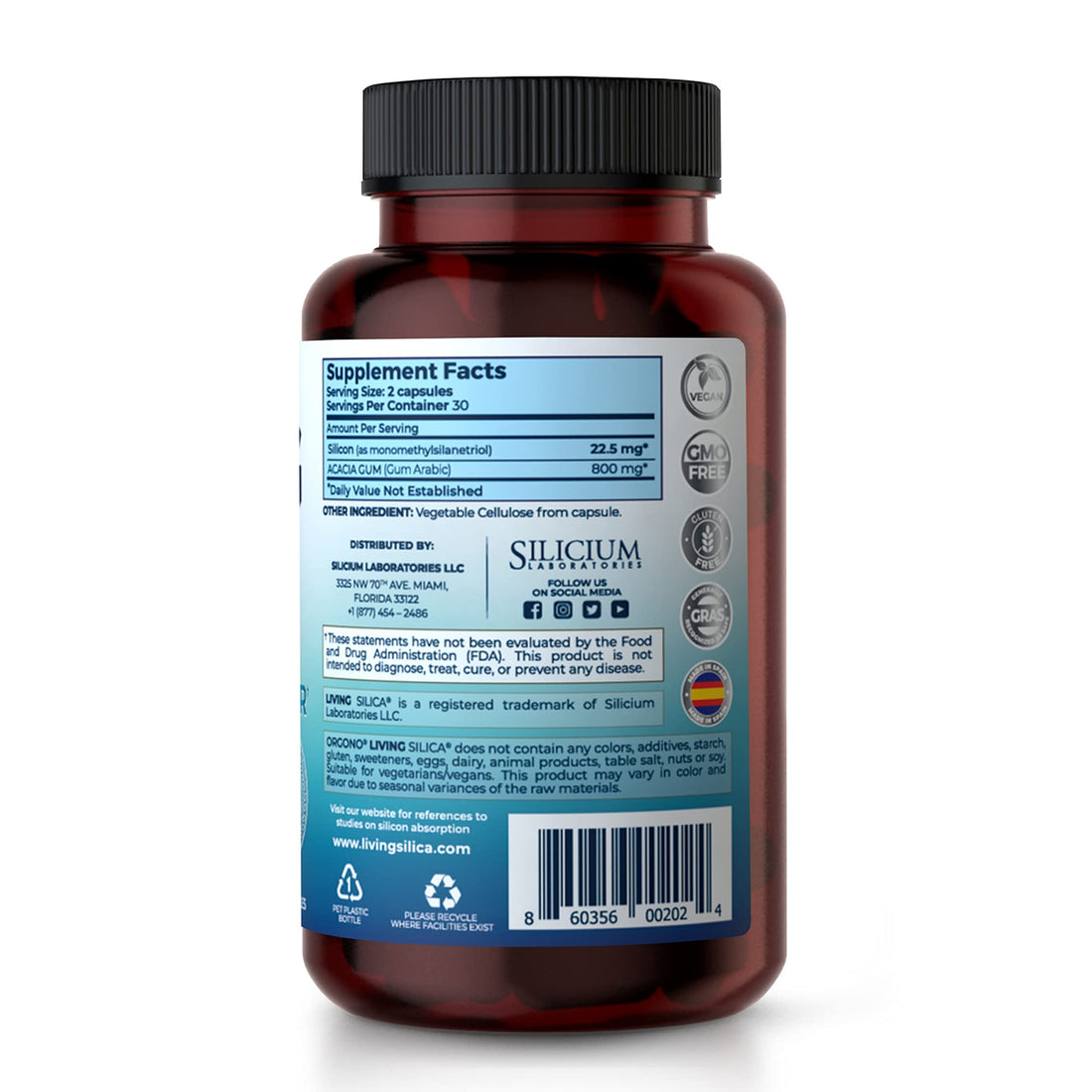 Living Silica Collagen Booster Capsules | Ultra High Absorption | Supports Healthy Collagen and Elastin Production for Joint & Bone Support, Glowing Skin, Strong Hair & Nails