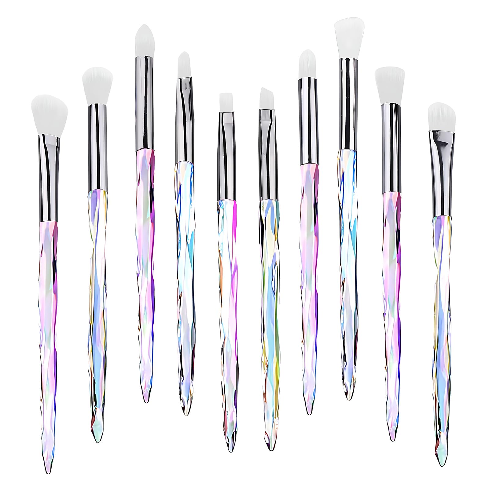 Makeup Eye Brush Set, Kingtree 10 Pieces Latest Diamond Handle Eyeshadow Eyeliner Blending Crease Makeup Brushes, Professional Cosmetics Eyebrow Lip Make Up Tools