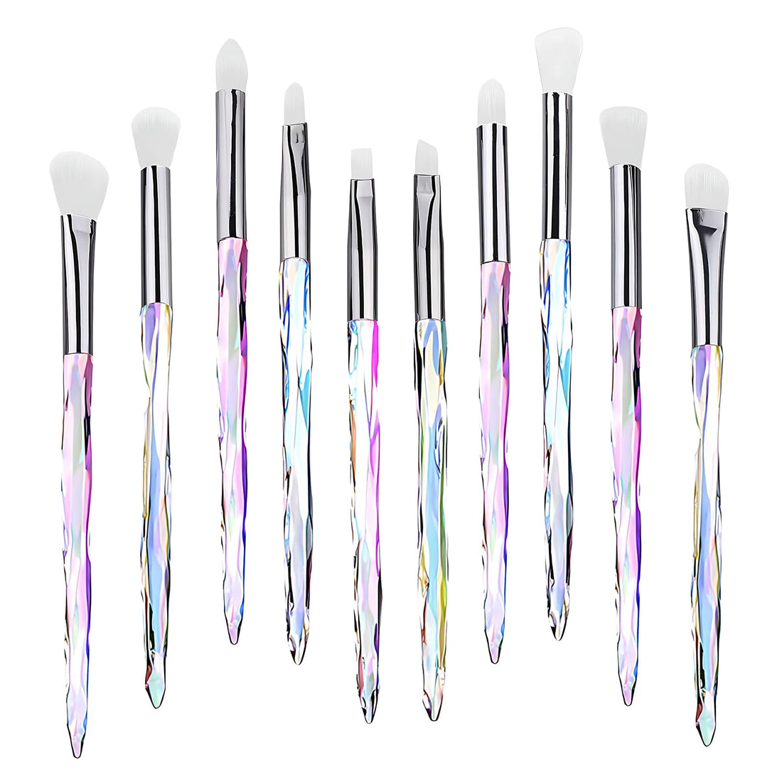Makeup Eye Brush Set, Kingtree 10 Pieces Latest Diamond Handle Eyeshadow Eyeliner Blending Crease Makeup Brushes, Professional Cosmetics Eyebrow Lip Make Up Tools