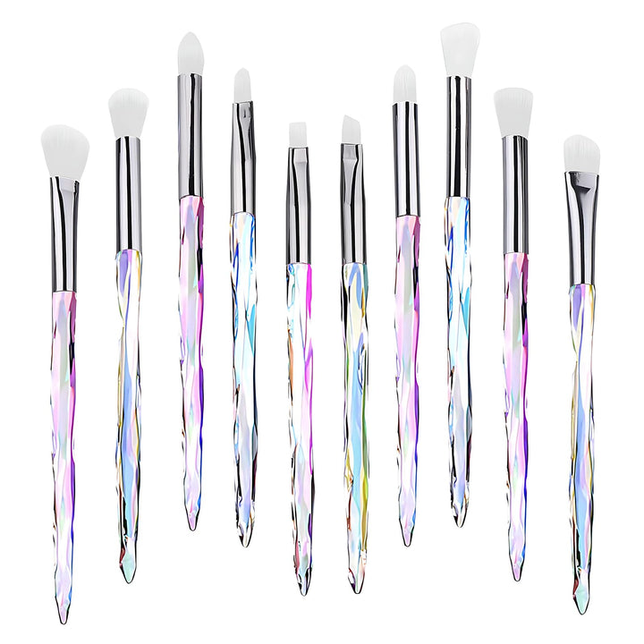 Makeup Eye Brush Set, Kingtree 10 Pieces Latest Diamond Handle Eyeshadow Eyeliner Blending Crease Makeup Brushes, Professional Cosmetics Eyebrow Lip Make Up Tools