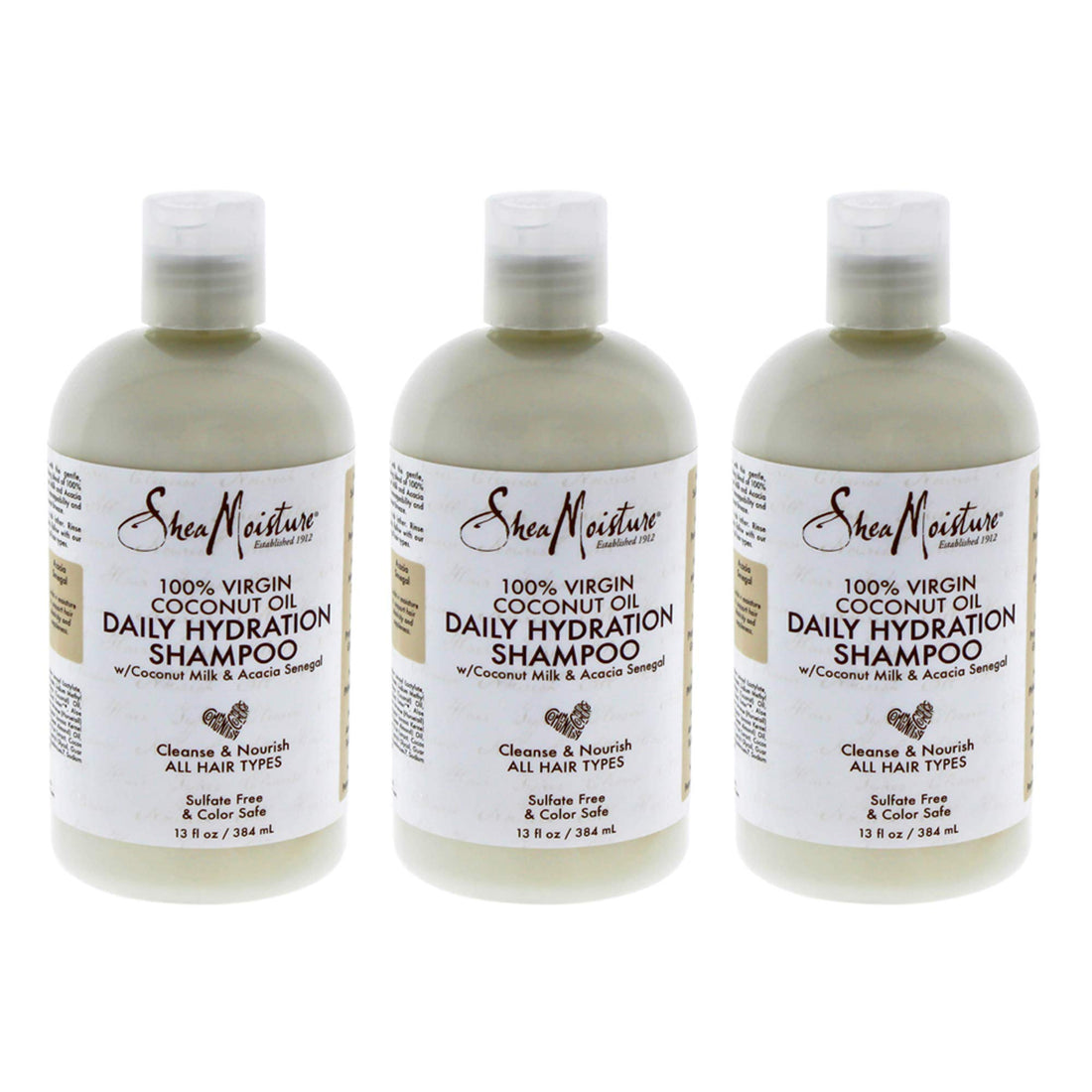 Shea Moisture 100% Virgin Coconut Oil Shampoo 13 Ounce (Pack of 3)