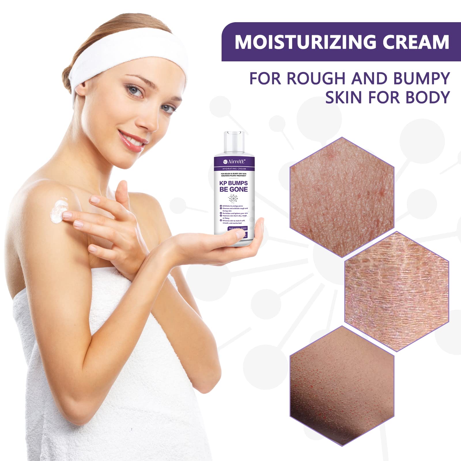 AirroYE KP Bump Eraser & Hydrating Cream, 4 oz - Moisturizer for Sensitive, Dry Skin, Lightweight & Natural