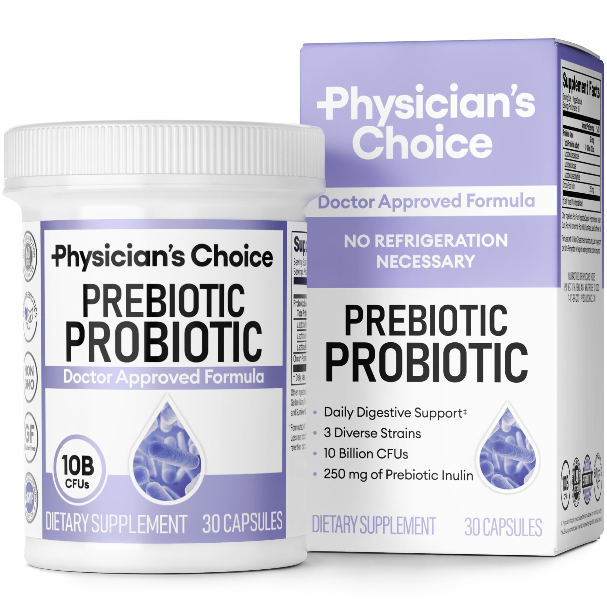 Physician's CHOICE Prebiotic-Probiotic - Multi-Strain Probiotics & Synergistic Prebiotics -Designed for Digestive Health, Supporting Gut Microbiome - Powerful PrePro for Gut Health - for Women & Men