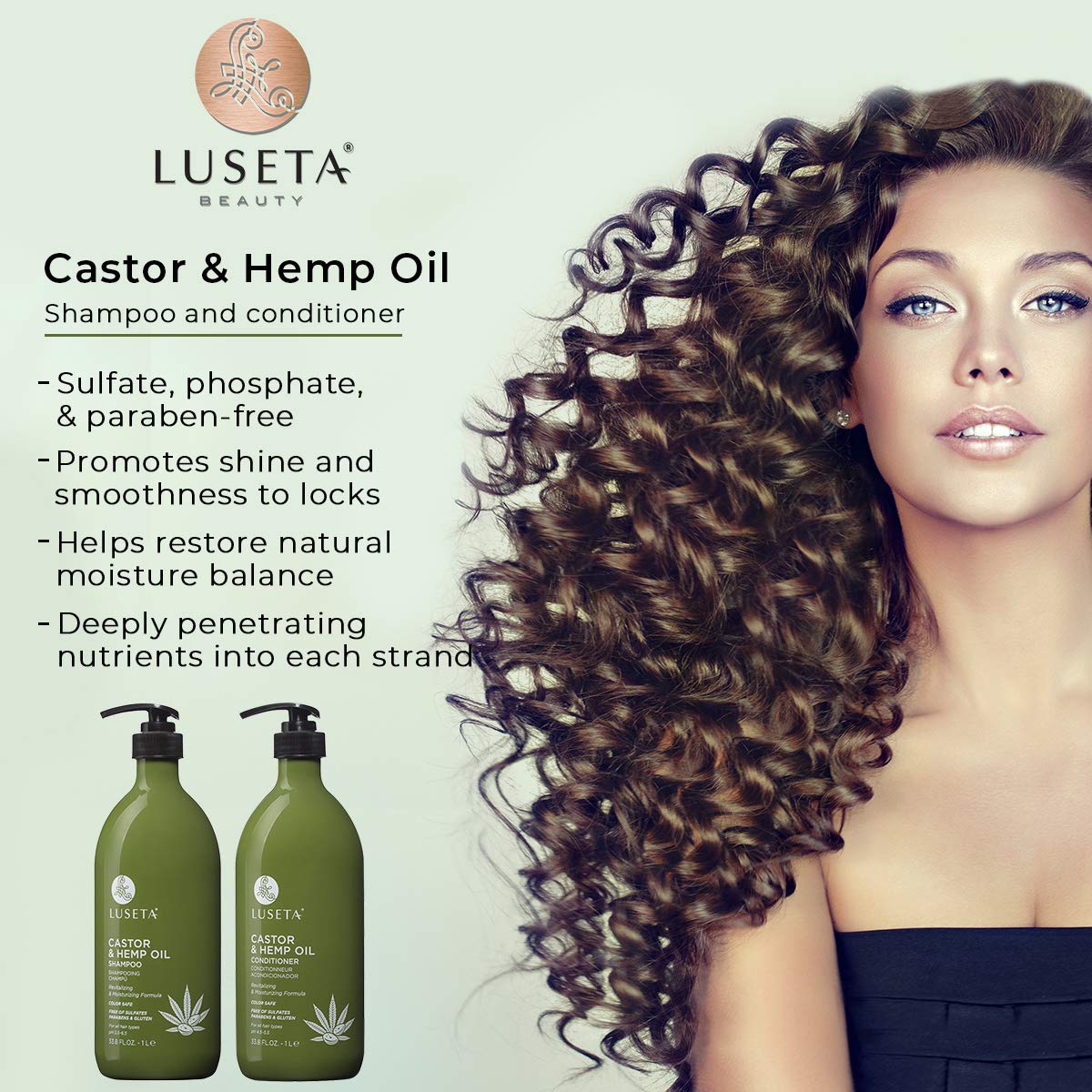Luseta Castor & Hemp Oil Conditioner for Hair Growth, Hair Loss/Repair, Thickens & Enriches Thinning 33.8oz