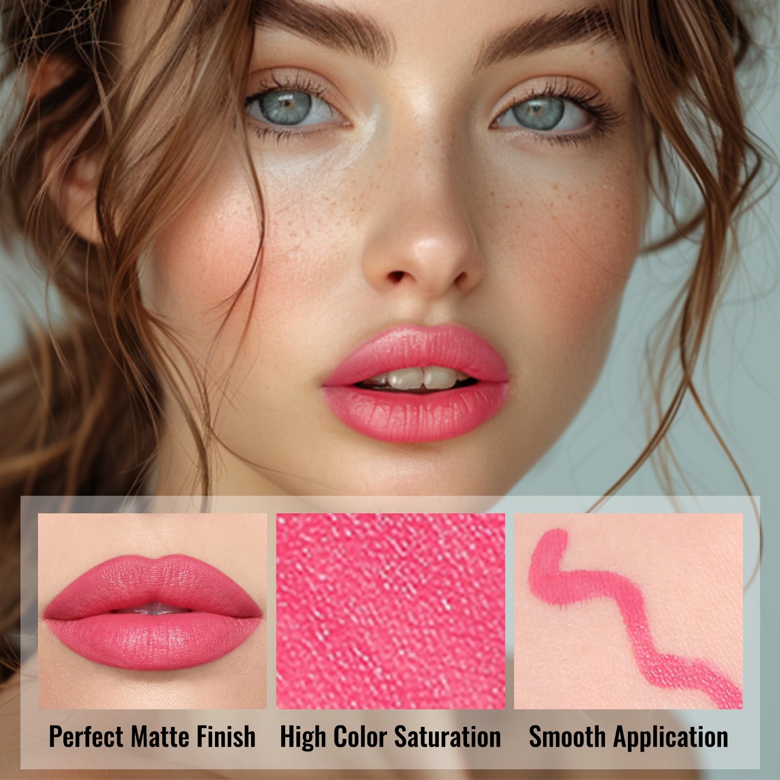 UCANBE 2pcs Matte Lip Tint Stain Set, 1 Lip Stain & 1 Lip Liner Pencil, Long Lasting Waterproof Lightweight Non-sticky Liquid Lipstick for Women & Girl (01 NUDE PINK)