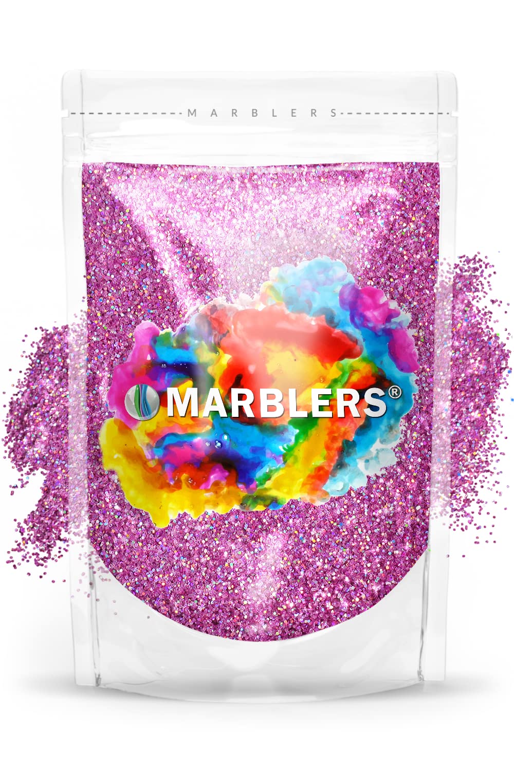 MARBLERS Holographic Glitter [Holo Bubblegum] 3oz (85g) | Fine | Non-Toxic, Vegan, Cruelty-Free | Face, Body, Eyeshadow, Hair, Festival, Party Makeup | Nail Art, Polish | Resin, Tumbler, Slime, Craft