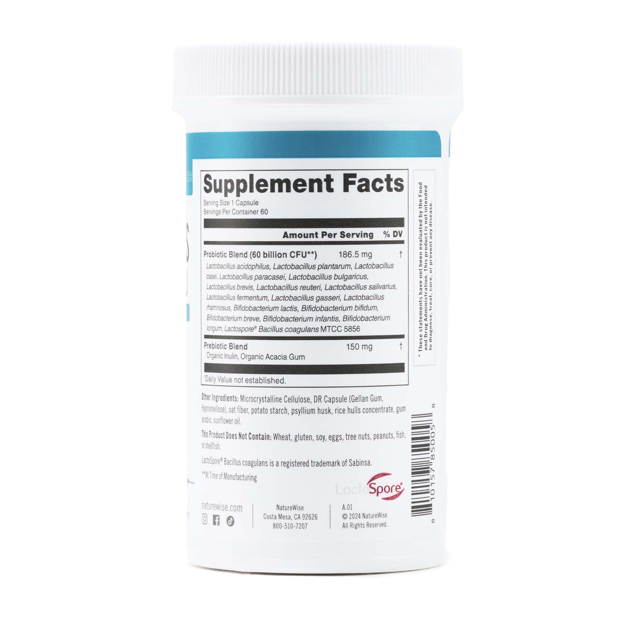 NatureWise Probiotics 60 Billion CFU - 17 Strains + Organic Prebiotics - Immune, Digestive & Gut Health Support for Women & Men - Vegetarian, Gluten-Free, Non-GMO - 60 Capsules[2-Month Supply]