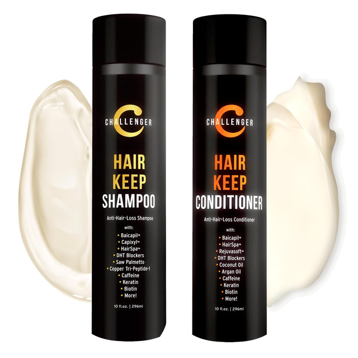 Challenger Men's Hair Keep Shampoo & Conditioner, 2X 10 Oz Bottles | Hair Growth Combo | DHT Blockers| w/Baicapil, Capixil, Rejuvasoft, HairSpa | Caffeine, Biotin, Argan Oil, Coconut Oil & more!