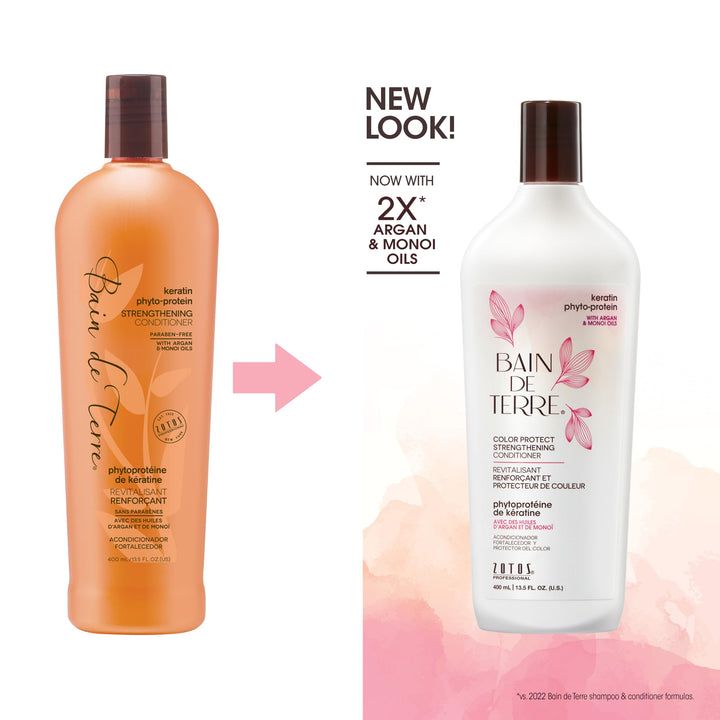 Bain de Terre Keratin Phyto-Protein Color Protect Strengthening Conditioner, Color-Safe Strengthening for Weak & Damaged Hair, Sulfate-Free, Paraben-Free 13.5 Fl Oz