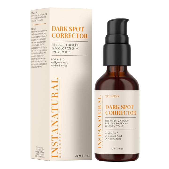 Dark Spot Corrector & Remover - Brightening Serum for Face & Body Made With Glycolic Acid & Niacinamide - Improve Skin Discoloration, Hyperpigmentation, Scars, Acne, Tone, Sun & Age Spot Repair - 1 oz