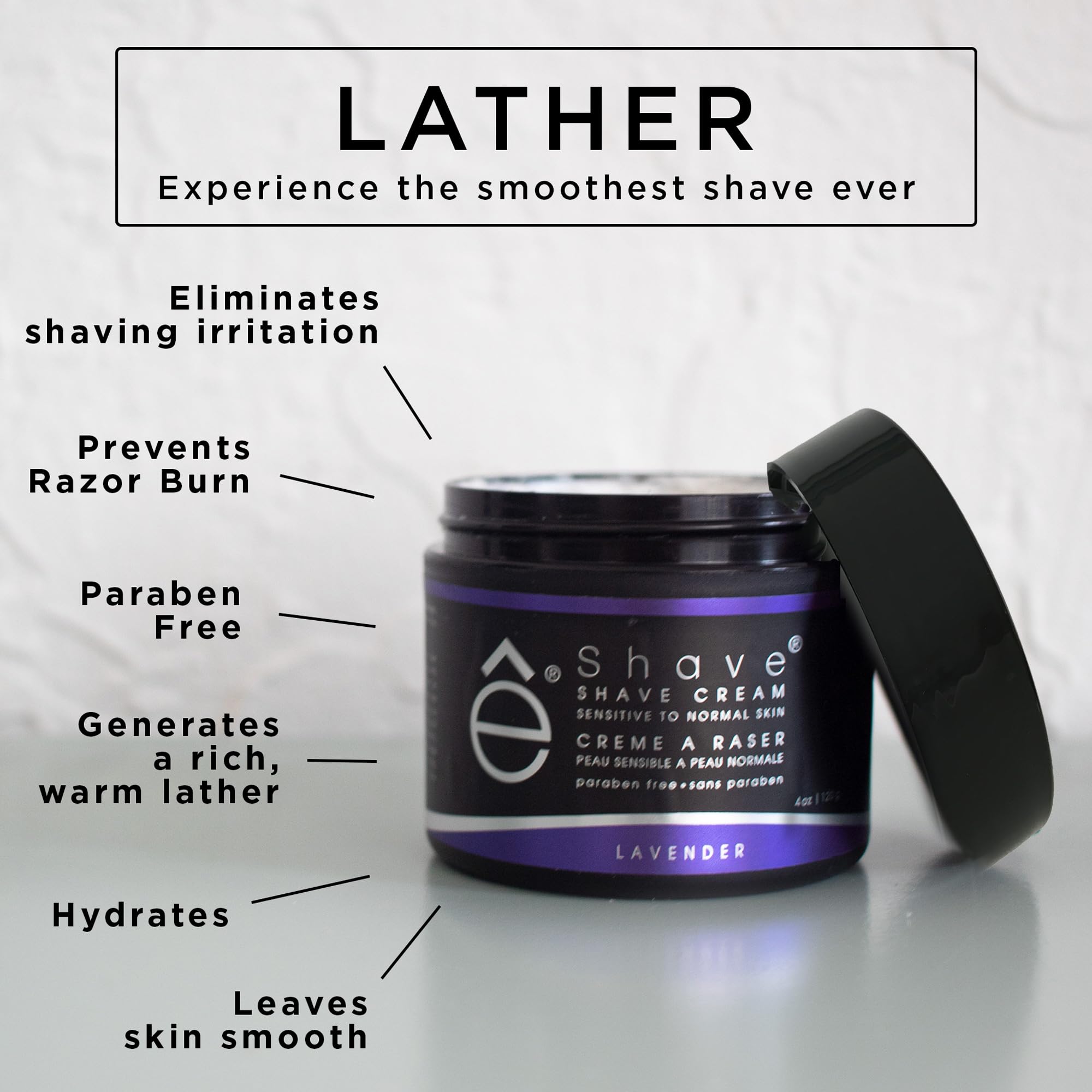 eShave Shave Cream, Lavender, 4 oz.