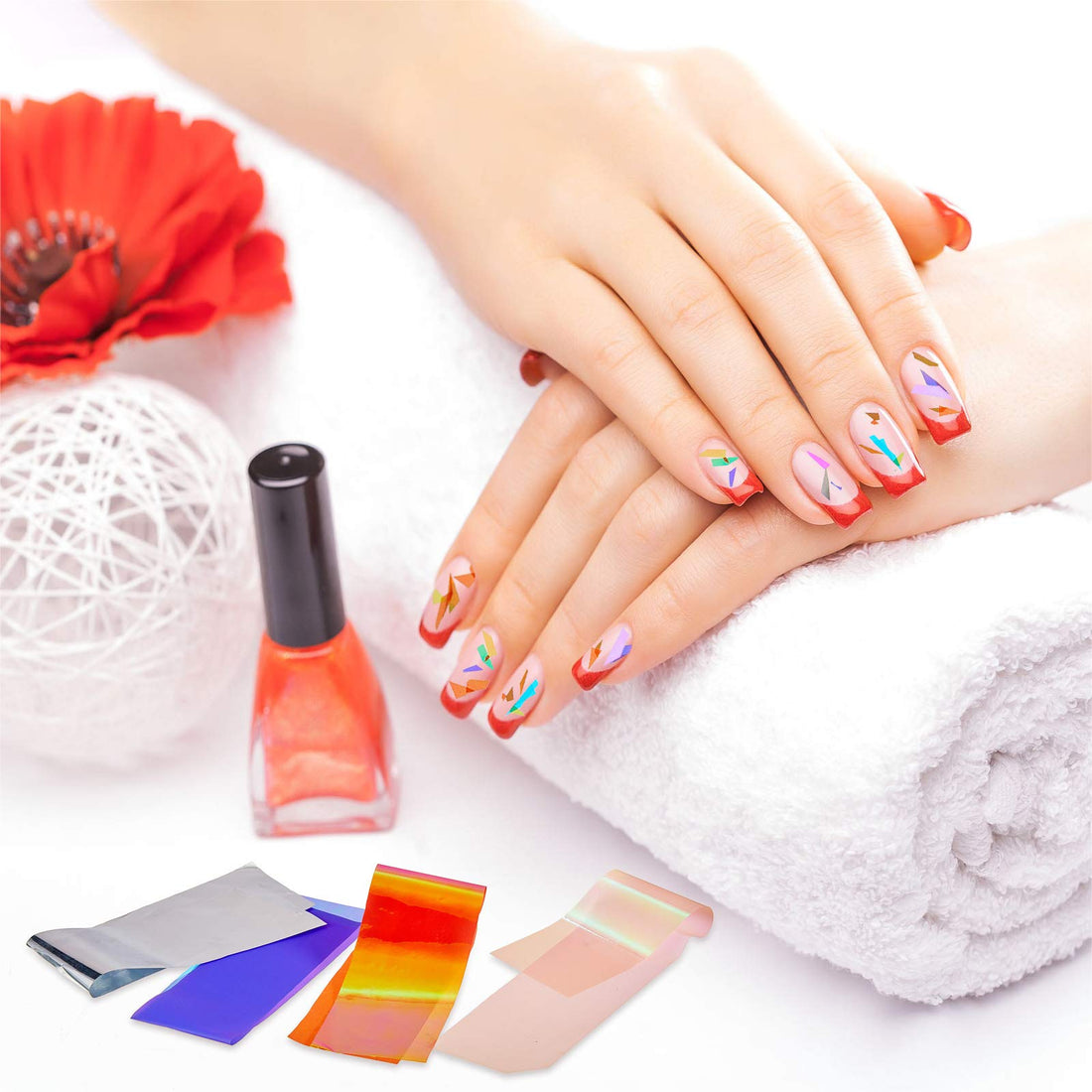 40 Pieces Glass Paper Nail Design Sticker Shinning Reflective Mirror Design Broken Glass Nail Design Stickers Iridescent Glass Paper Nail Decal, 20 Colors