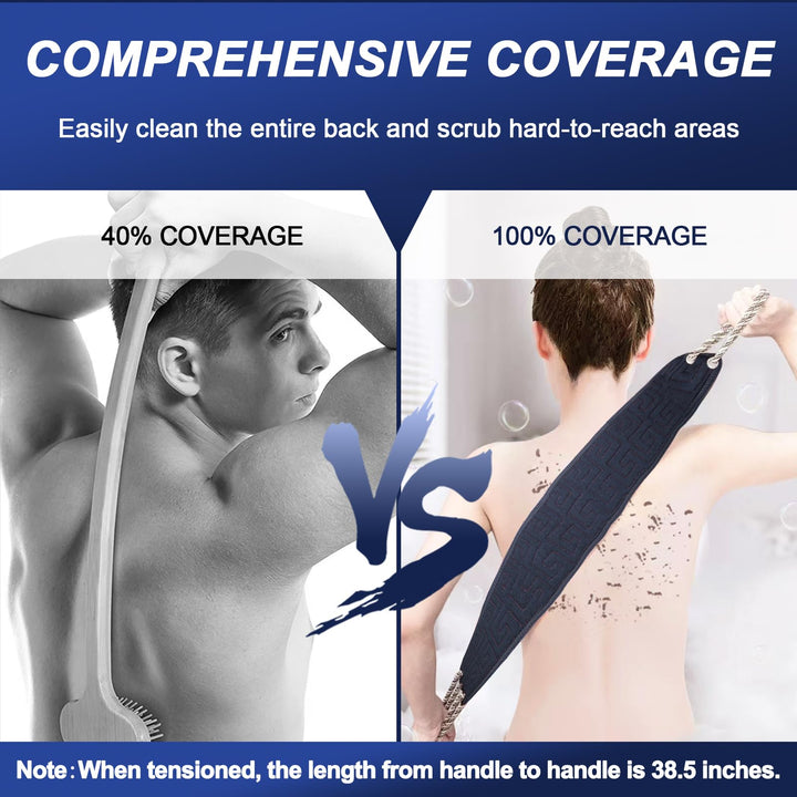 dodiff Exfoliating Back Scrubber for Shower, Double-Sided Back Scrub Washcloth with Handles for Use in Shower, 38 Inches Body Exfoliator Bath Tool to Clean Your Body Deeply for Men & Women Skin Care