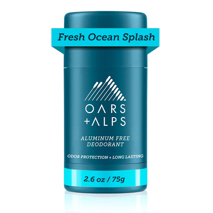 Oars + Alps Aluminum Free Deodorant for Men and Women, Dermatologist Tested and Made with Clean Ingredients, Vegan, Travel Size, Fresh Ocean Splash, 1 Pack, 2.6 Oz