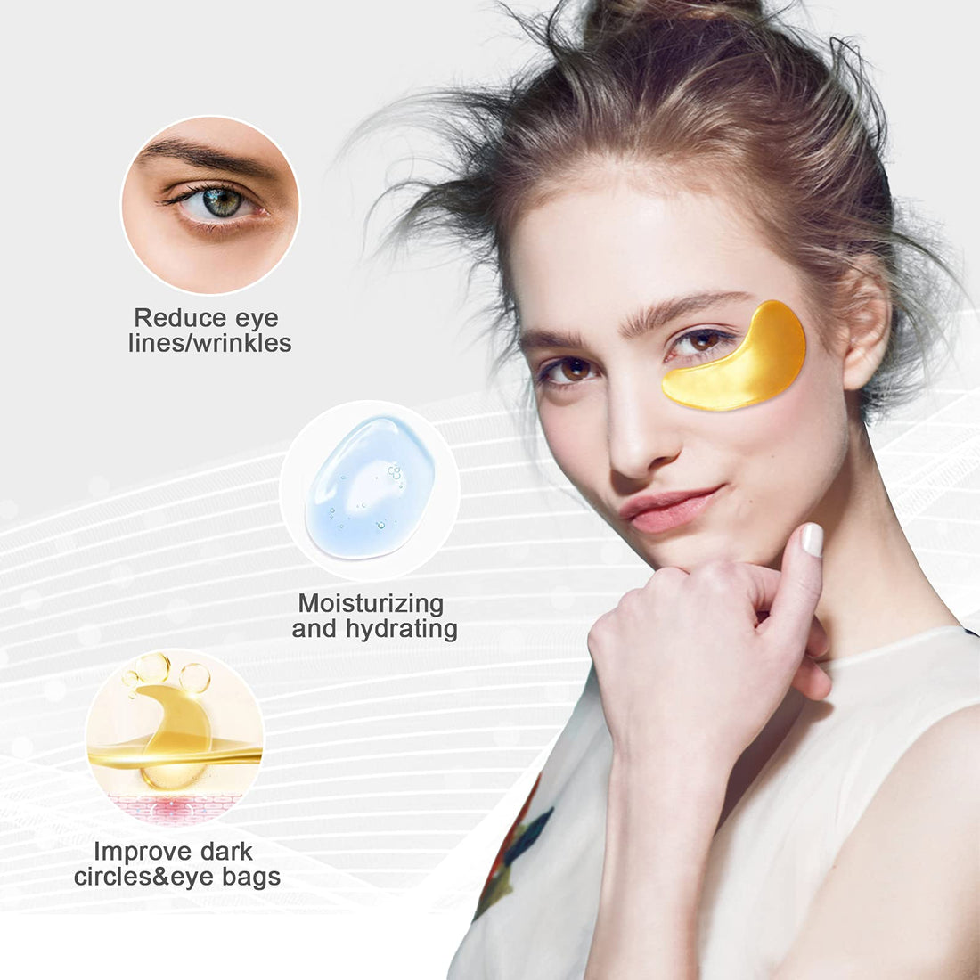 Joynest 30 Pairs Crystal Eye Mask Under Eye Mask 24K Gold Gel Collagen Eye Pad For Moisturizing & Reducing Dark Circles Puffiness Wrinkles Under Eye Patch For Women (Gold)