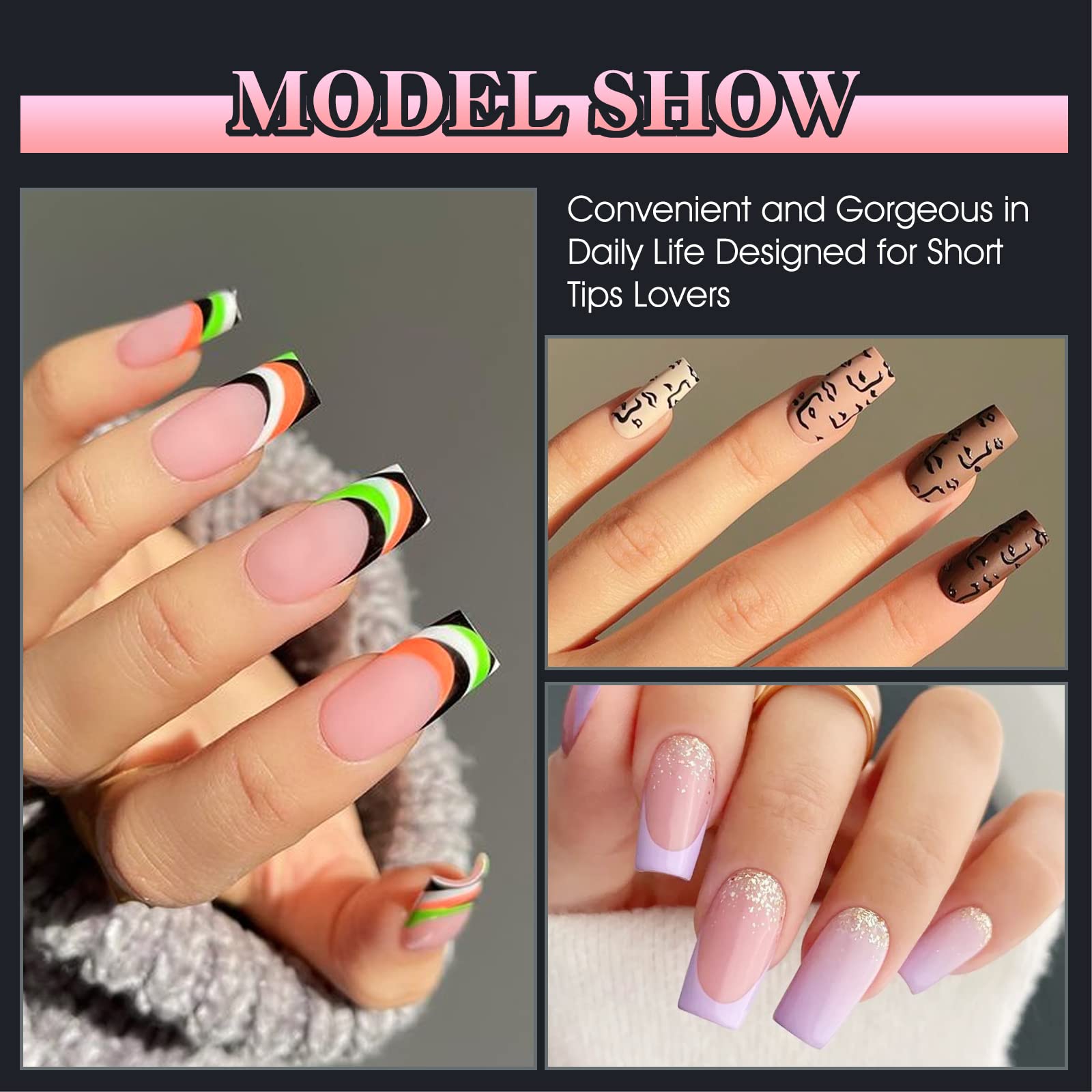 Gelike EC Soft Gel Nail Tips Kit for Soak Off Nail Extensions,Full Cover,Square Shaped,Pre-Buff PMMA Resin,Clear Ultra-Thin Design,10 Sizes,240 Pieces,Medium Square