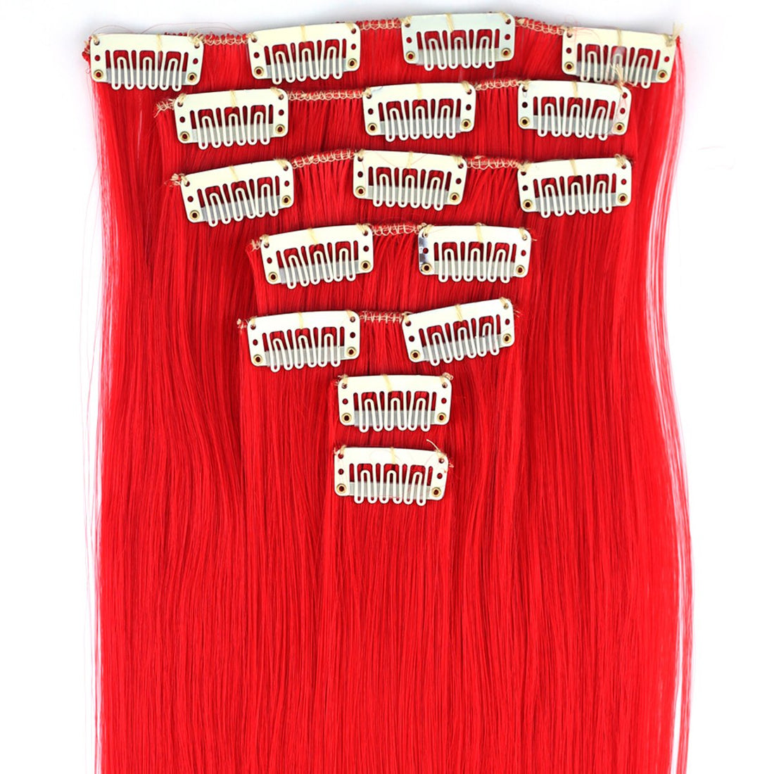 Miss U Hair 24/60cm 130g 7pcs/set Women Long Straight Synthetic Hair Full Head Clip in Hair Extensions Pieces (113# RED)