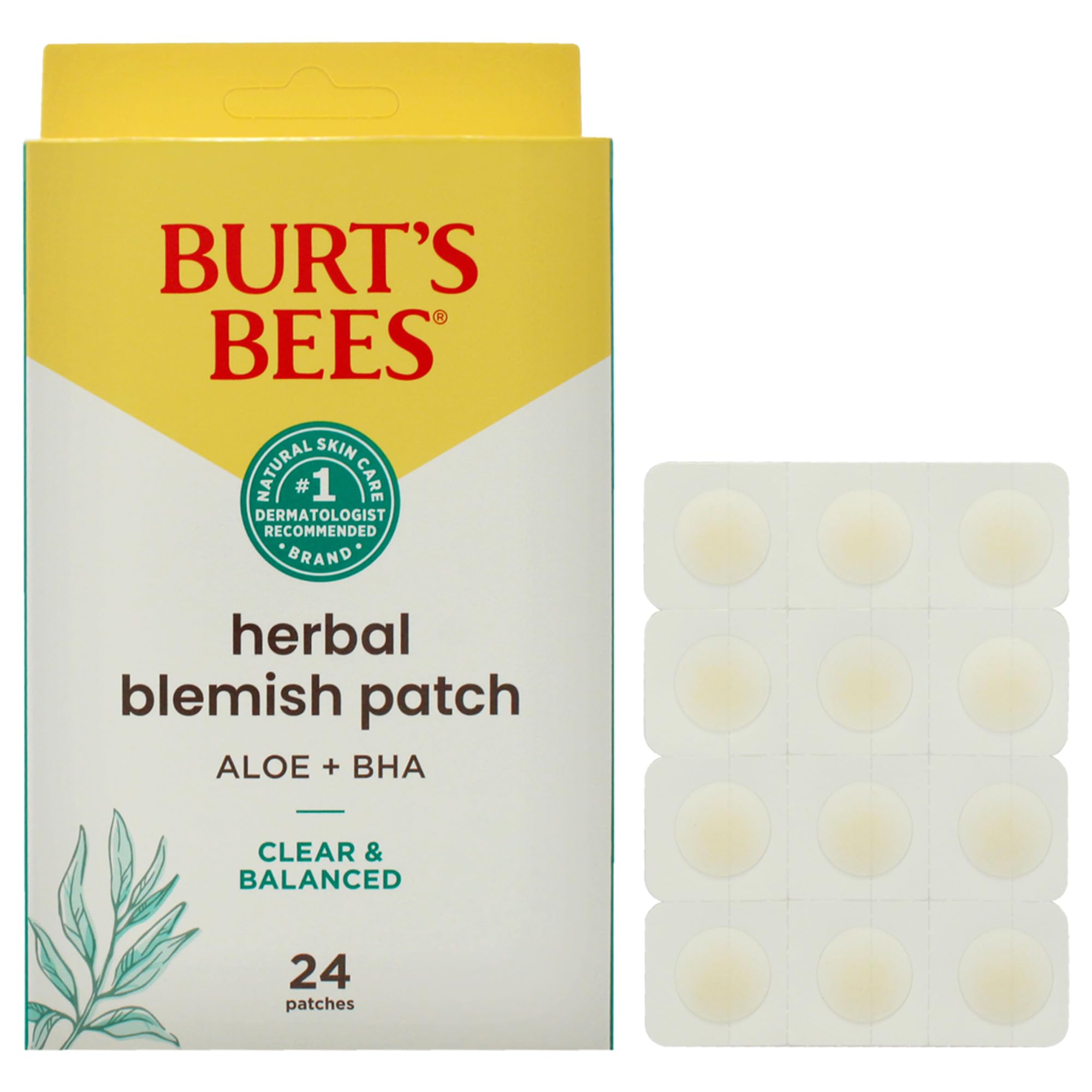 Burts Bees Clear and Balanced Herbal Blemish Patch for Women - 24 Count Patches