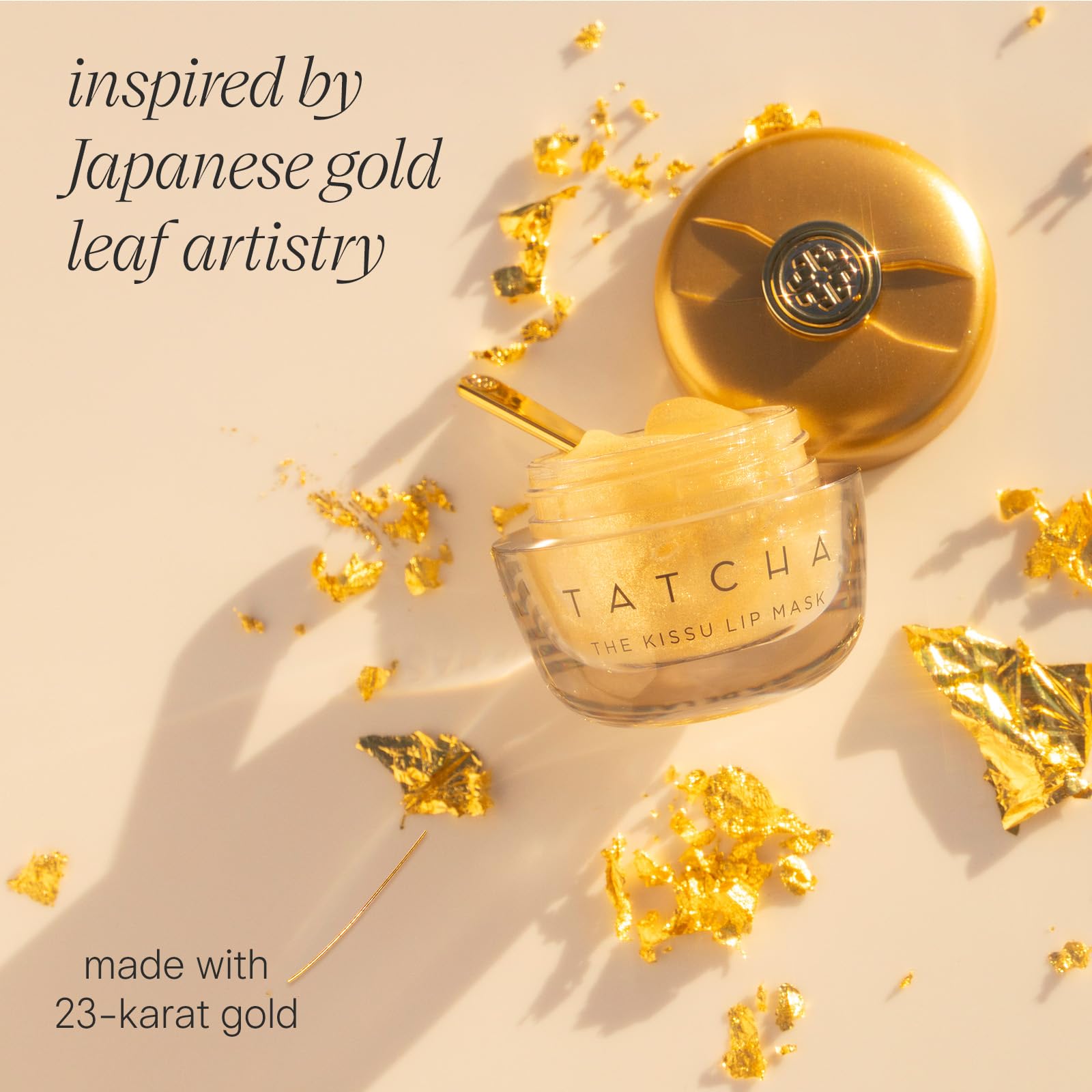 TATCHA The Kissu Gold Leaf Lip Mask | Limited-Edition Restorative Shimmery Lip Mask - Visibly Plumps and Softens for Lush Lips