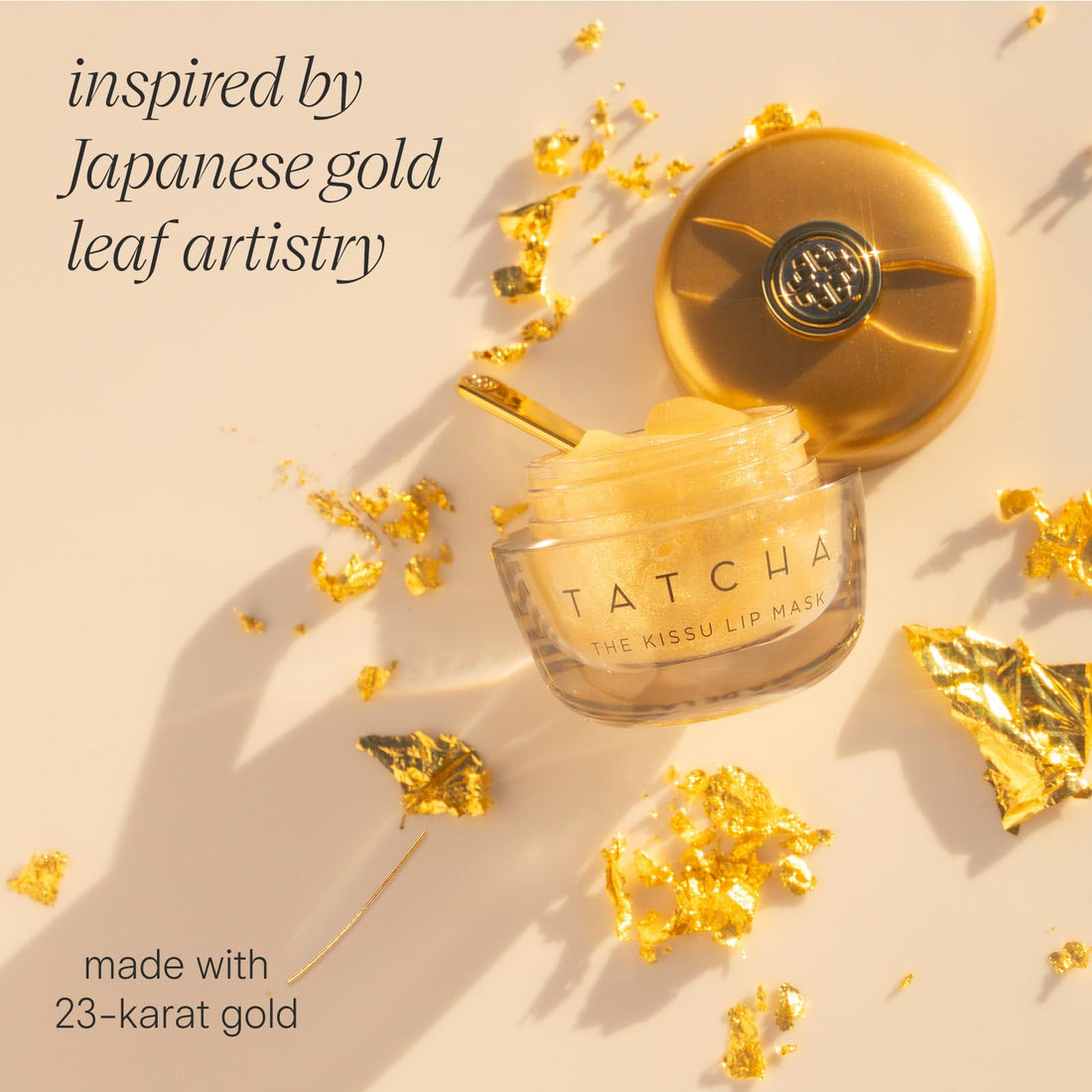 TATCHA The Kissu Gold Leaf Lip Mask | Limited-Edition Restorative Shimmery Lip Mask - Visibly Plumps and Softens for Lush Lips