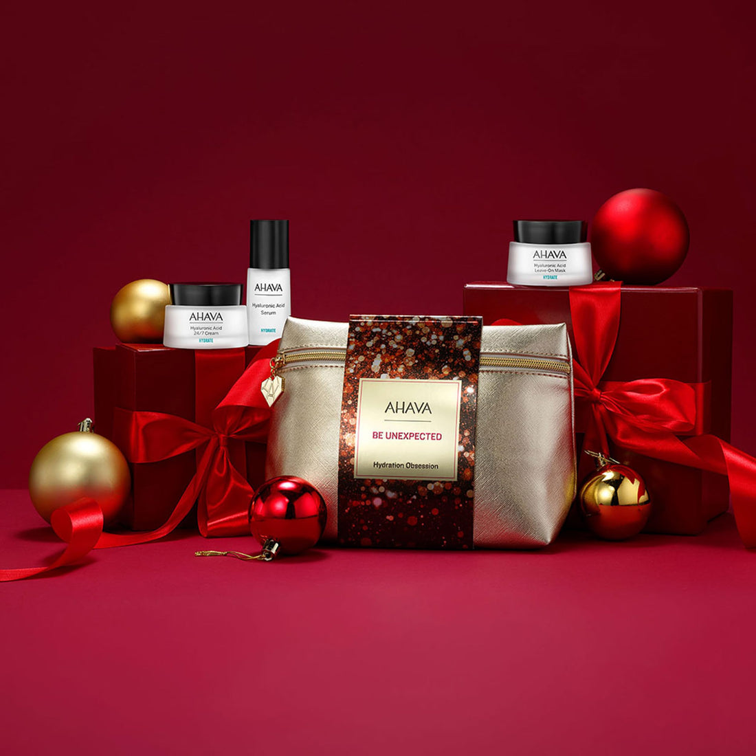 AHAVA Hydration Obsession Gift Set - Includes Hyaluronic Acid Serum 1 Fl.Oz, Hyaluronic Acid Leave-on Mask 1.7 Fl.Oz & Hyaluronic Acid 24/7 Cream 1.7 Fl.Oz, enriched with exclusive Dead Sea Osmoter