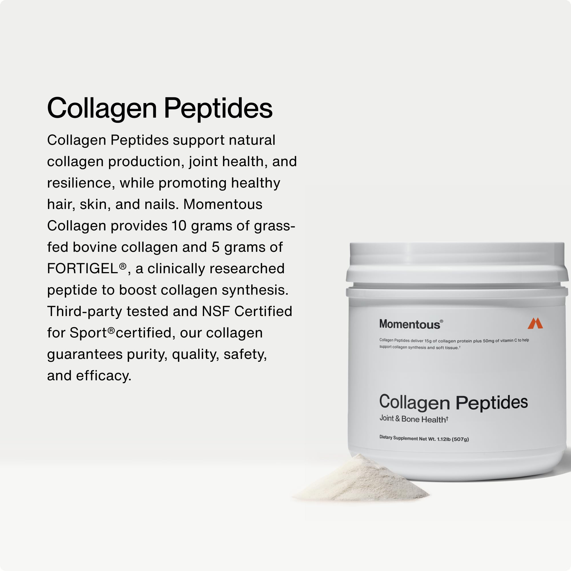 Momentous Grass Fed Collagen Peptides Powder - Collagen Protein Powder with Fortigel & Vitamin-C for Hair, Skin, Nails & Joint Health Support - Packaging May Vary