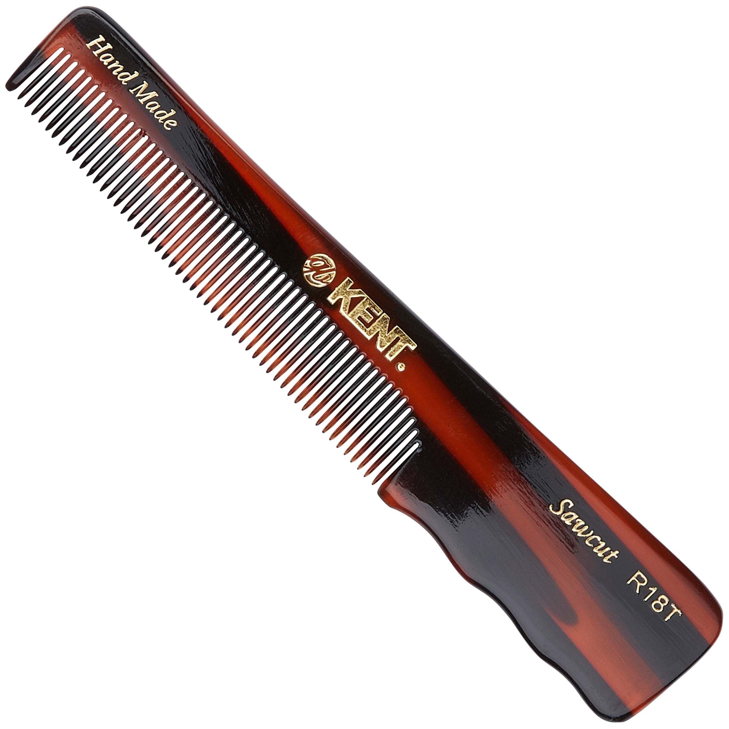 Kent Authentic Handmade Pocket Comb with Thumb Grip, Dark Brown, 136mm