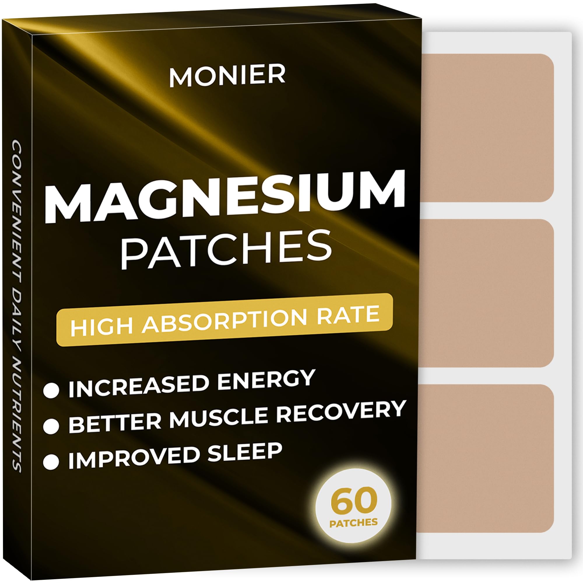 Magnesium Patches (Pack of 60) - 100% Natural Patch for Women and Men - with Calcium - Muscle and Bone Support, Calming - Enhanced Formula
