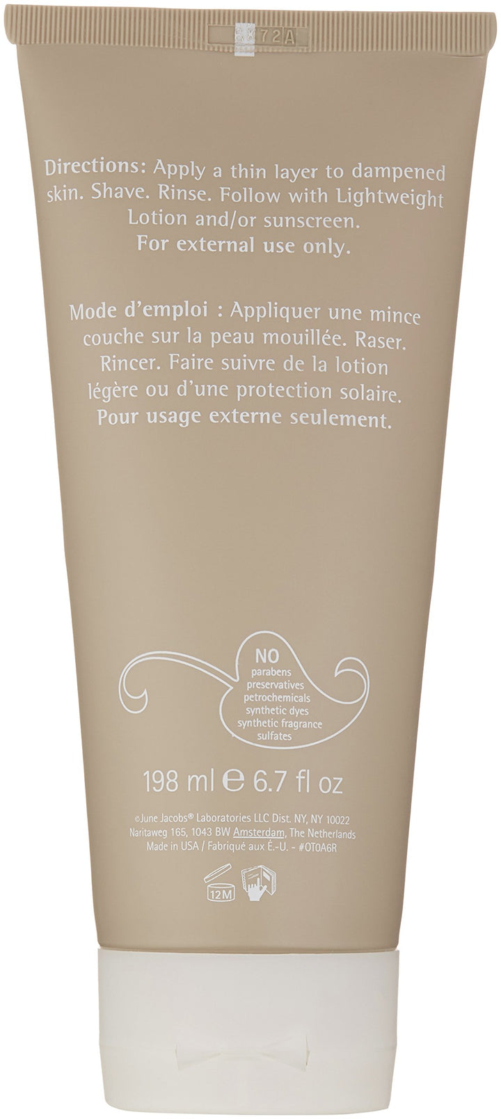 June Jacobs Shave Cream for Men, 6.7 Fluid Ounce