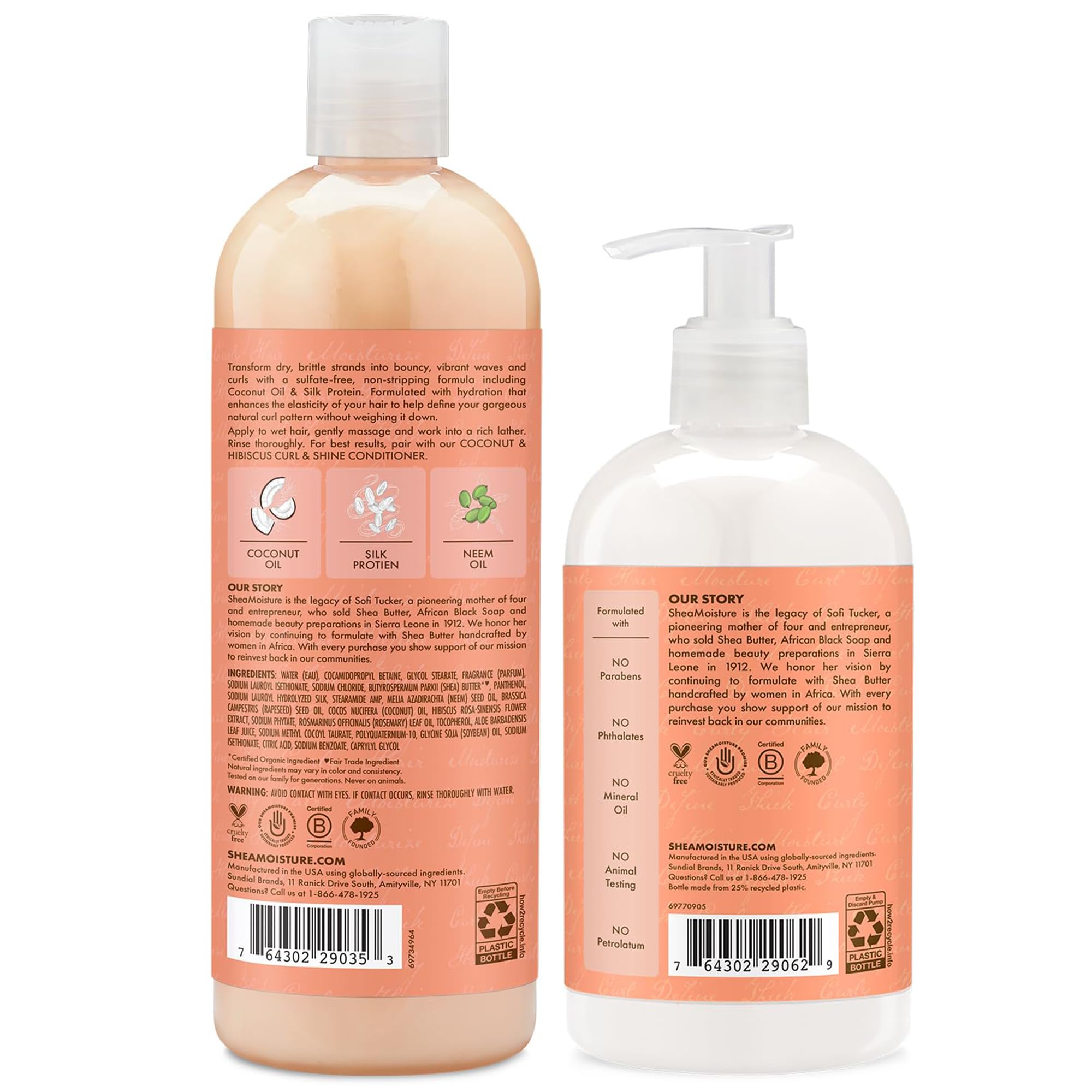 Shea Moisture Shampoo & Conditioner Set – Curl & Shine, Coconut & Hibiscus Hair Care Formulas for Moisturizing & Defining Thick, Curly Hair (2 Piece Set)